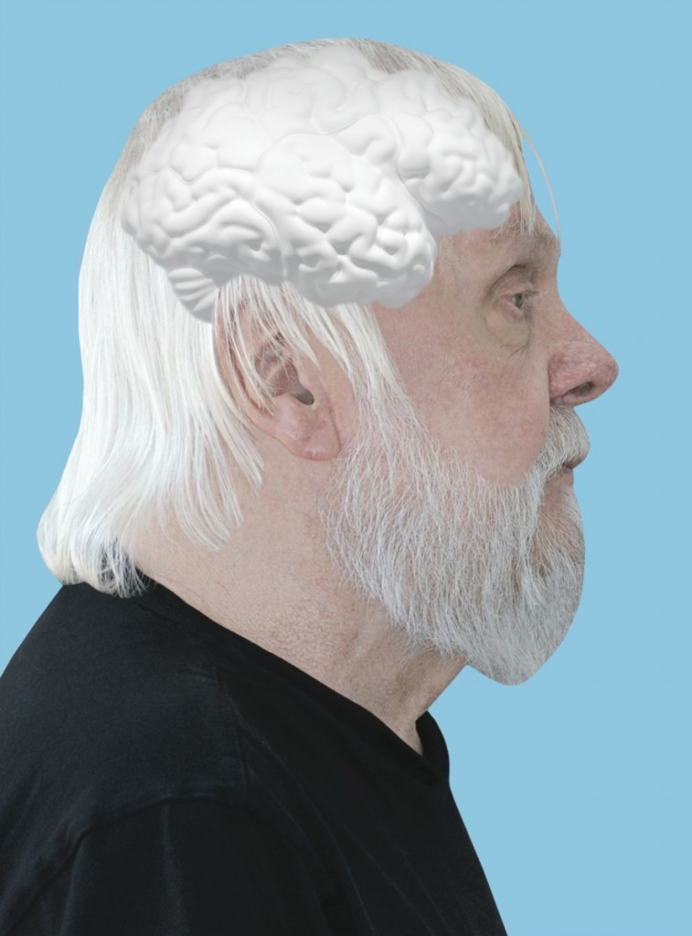 Baldessari Self portrait with brain cloud